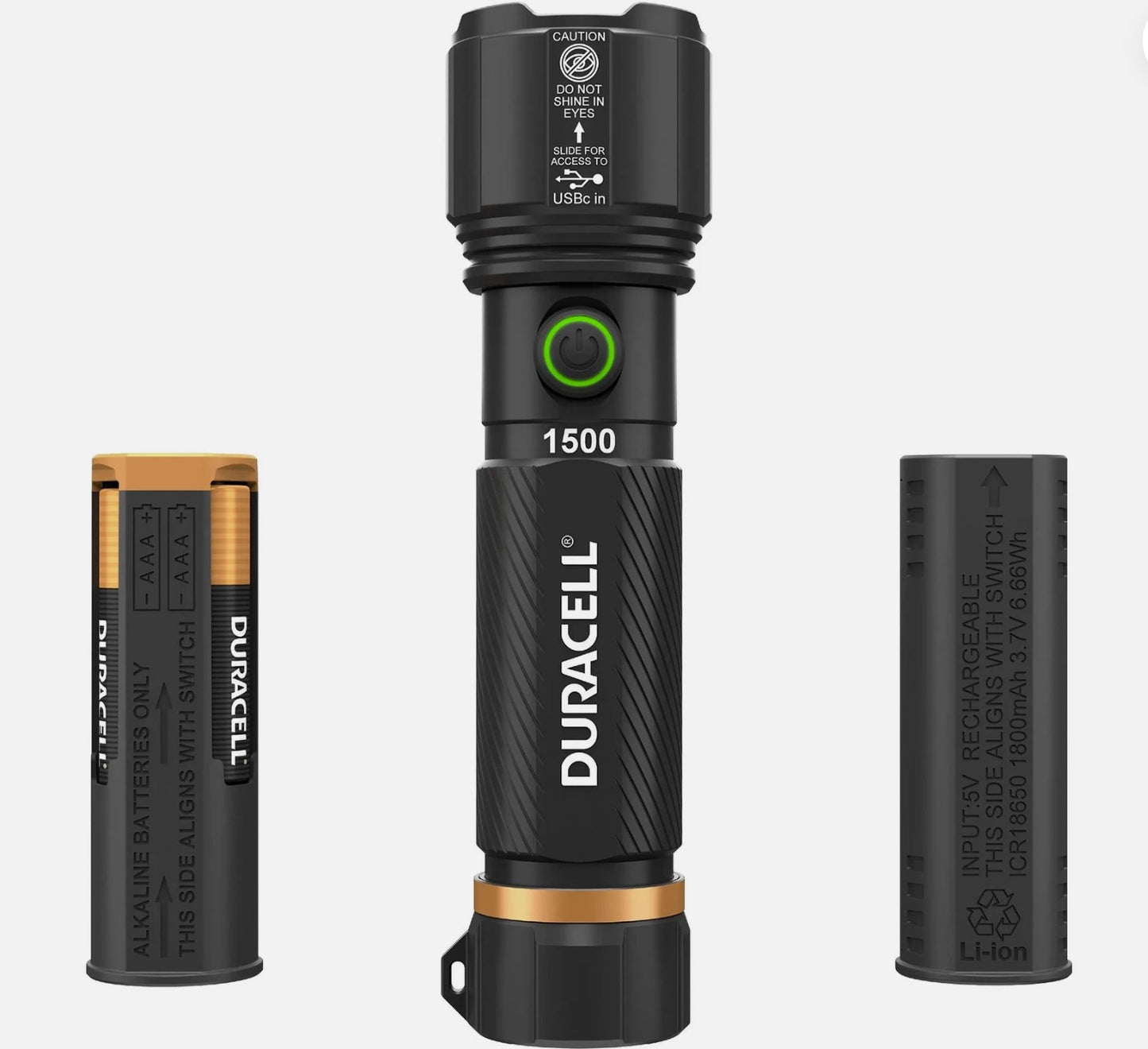 DURACELL Durabeam Ultra Hybrid LED Flashlights, 1500 Lumens, Set of 4