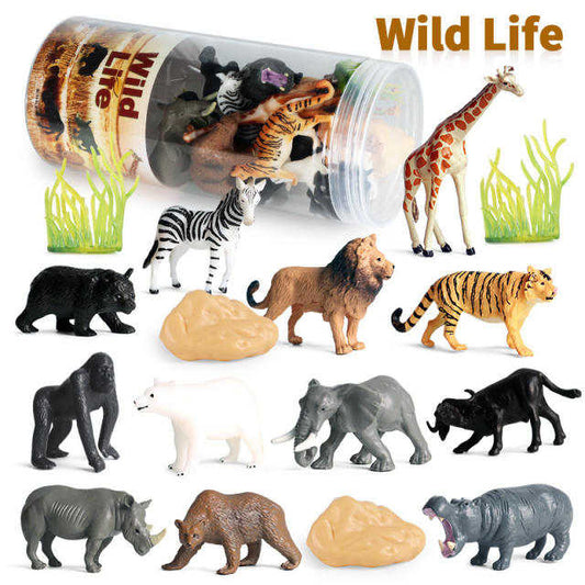 Safari Animals Figures Toys, Realistic Wild Zoo Animals Figurines Plastic African Jungle Animals
